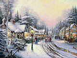 Thomas Kinkade Famous Paintings - Christmas Village